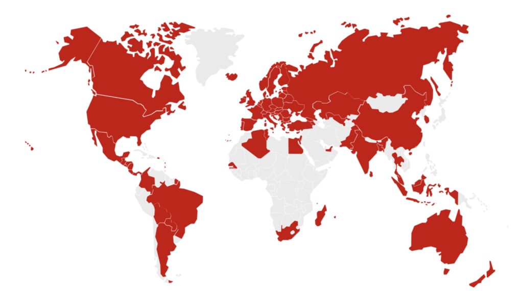 La liste des pays non compatibles Free Mobile 5G devient de plus en plus petite // Source : Capture d'écran Numerama