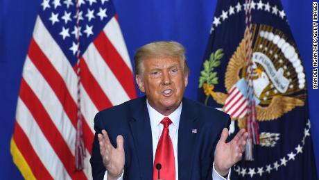 US President Donald Trump speaks to officials during a roundtable discussion on community safety, at Mary D. Bradford High School in in Kenosha, Wisconsin on September 1, 2020. 