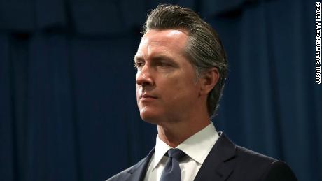 California Gov. Gavin Newsom looks on during a news conference with California attorney General Xavier Becerra at the California State Capitol on August 16, 2019 in Sacramento, California. 