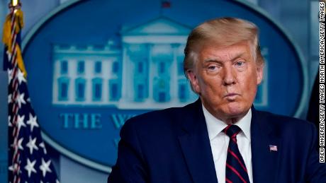 WASHINGTON, DC - SEPTEMBER 04: U.S. President Donald Trump pauses while speaking during a news conference the White House on September 4, 2020 in Washington, DC. President Trump took questions on a variety of topics, including a recent magazine article in The Atlantic accusing him of making disparaging remarks about American soldiers. (Photo by Drew Angerer/Getty Images)