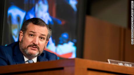 Senator Ted Cruz (R-TX) speaks as Judge Amy Coney Barrett appears before the Senate Judiciary Committee on day two of the Senate Judiciary Committee hearings on Capitol Hill in Washington, DC, on October 13, 2020. 