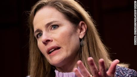 WASHINGTON, DC - OCTOBER 14: Supreme Court nominee Judge Amy Coney Barrett testifies before the Senate Judiciary Committee on the third day of her Supreme Court confirmation hearing on Capitol Hill on October 14, 2020 in Washington, DC. With less than a month until the presidential election, President Donald Trump tapped Amy Coney Barrett to be his third Supreme Court nominee in just four years. If confirmed, Barrett would replace the late Associate Justice Ruth Bader Ginsburg. (Photo by Michael Reynolds-Pool/Getty Images)