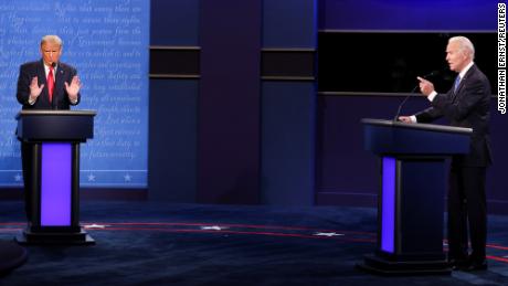 U.S. President Donald Trump and Democratic presidential nominee Joe Biden participate in their second 2020 presidential campaign debate at Belmont University in Nashville, Tennessee, U.S., October 22, 2020. REUTERS/Jonathan Ernst