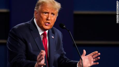 President Donald Trump speaks during the second and final presidential debate Thursday, Oct. 22, 2020, at Belmont University in Nashville, Tenn. (AP Photo/Patrick Semansky)