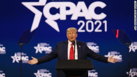 Former President Donald Trump addresses the Conservative Political Action Conference held in the Hyatt Regency on February 28, 2021 in Orlando, Florida. Begun in 1974, CPAC brings together conservative organizations, activists, and world leaders to discuss issues important to them. (Photo by Joe Raedle/Getty Images)