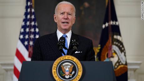 President Joe Biden speaks about efforts to combat COVID-19, in the State Dining Room of the White House, Tuesday, March 2, 2021, in Washington. (AP Photo/Evan Vucci)