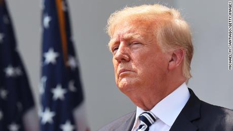 Former U.S. President Donald Trump looks on during a press conference announcing a class action lawsuit against big tech companies at the Trump National Golf Club Bedminster on July 7, 2021 in Bedminster, New Jersey. 