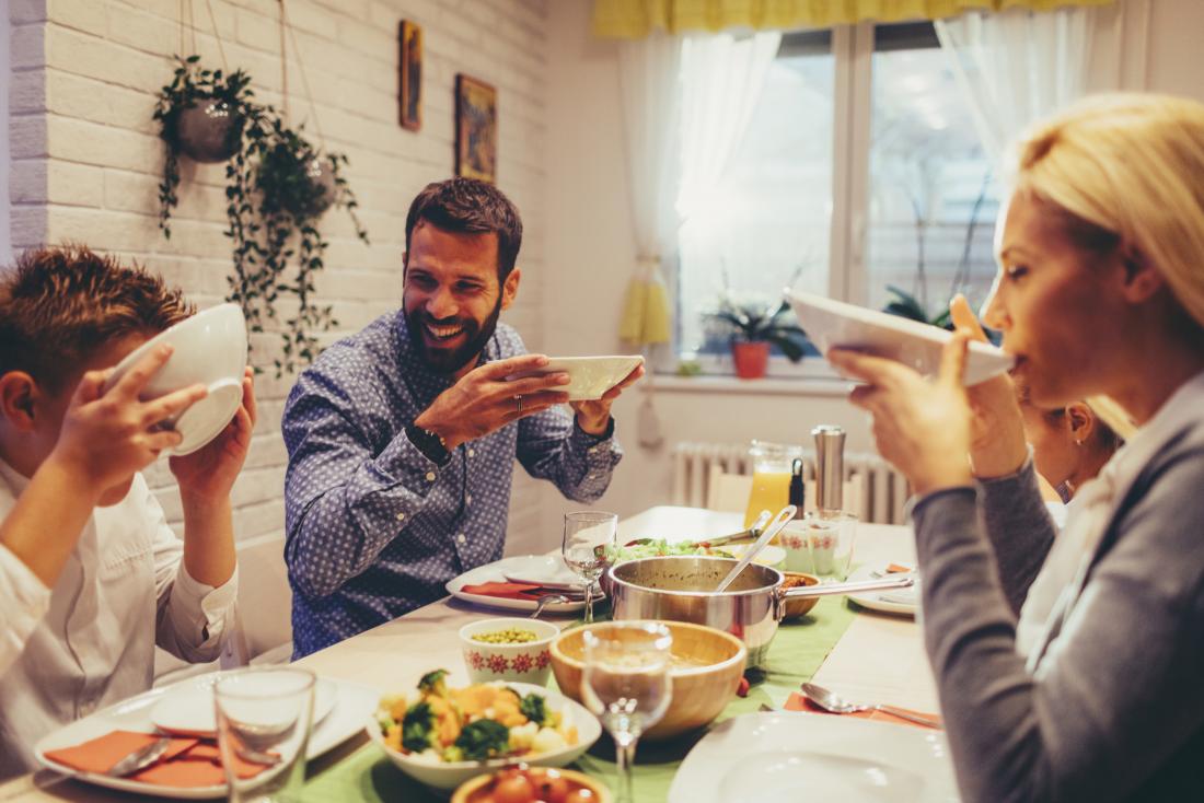 happy people eating food