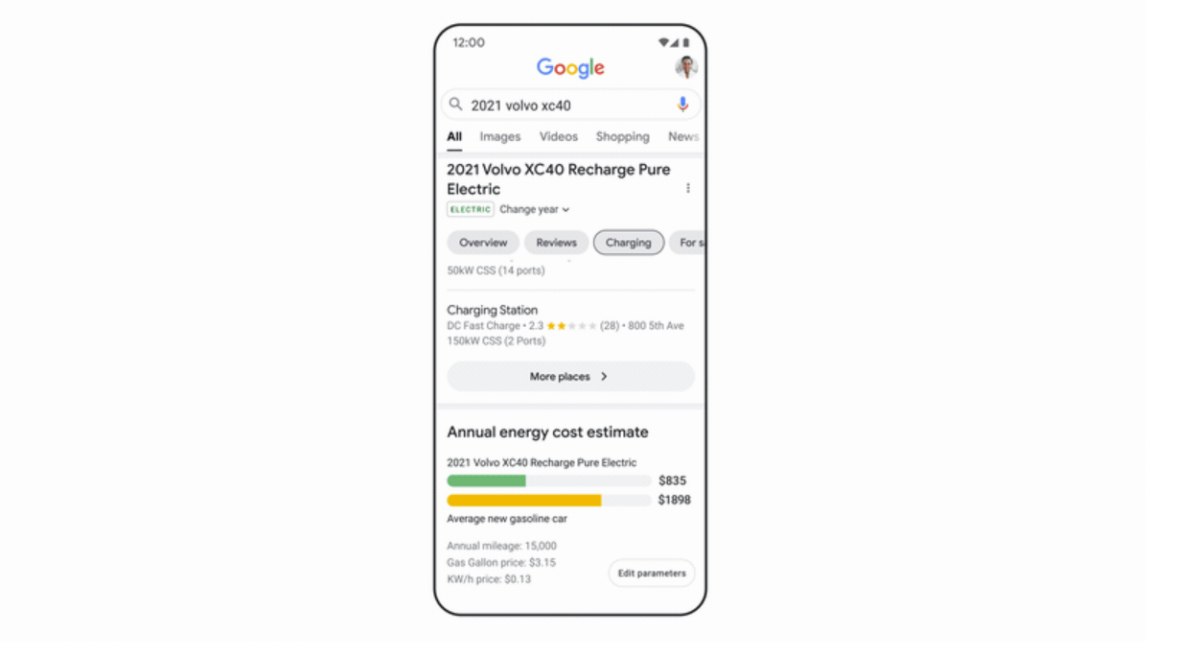 Google affiche des infos pratiques sur les modèles de voiture