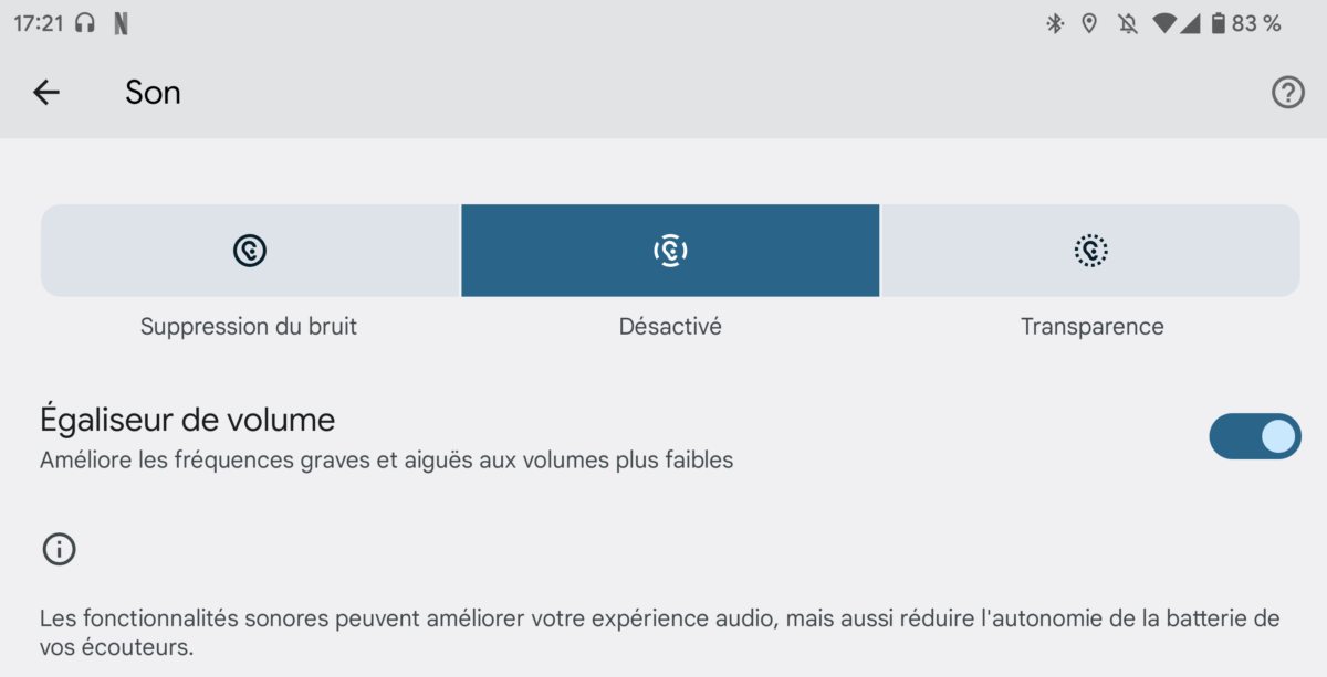 La gestion de la réduction de bruit sur les Pixel Buds Pro