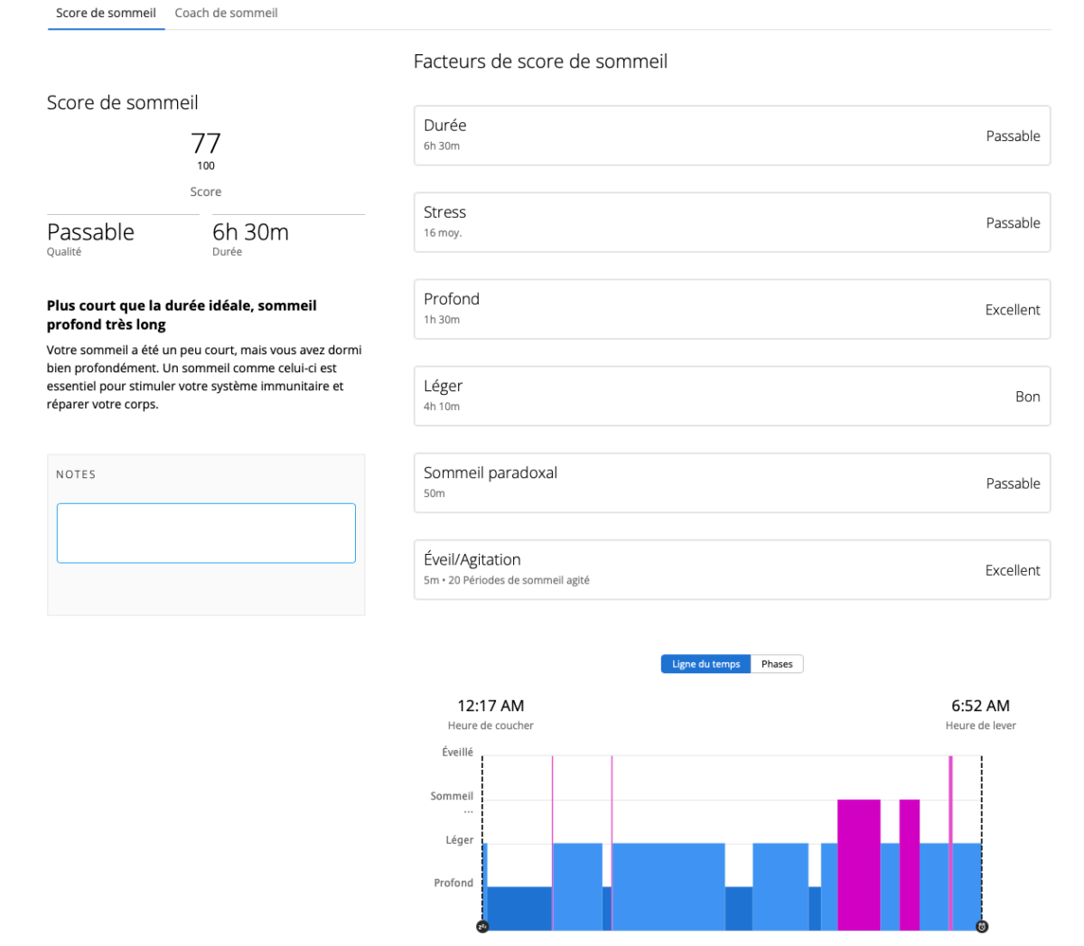 Analyse des phases du sommeil avec la Garmin venu 3