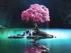 Cherry blossoms in an underground lake