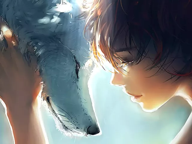 Live wallpaper «The wolfs connection with man»