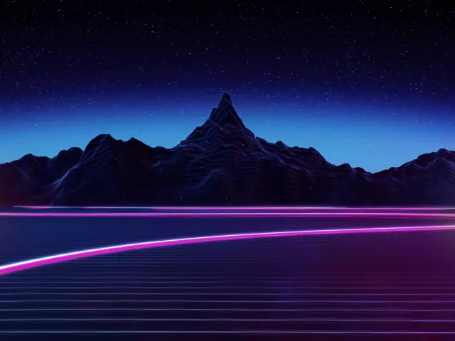 Live wallpaper «Synthwave Neon Light Mountain Retrowave»