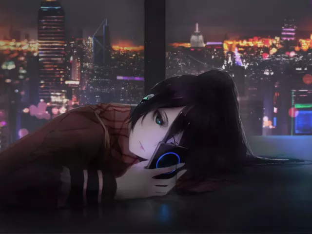 Live wallpaper «Alone in the middle of the night listening to music»