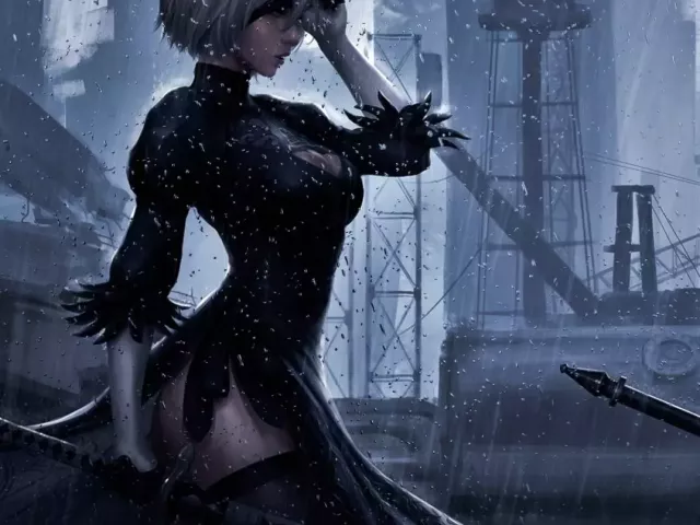 Live wallpaper «2B and A2 - Nier: Automata»