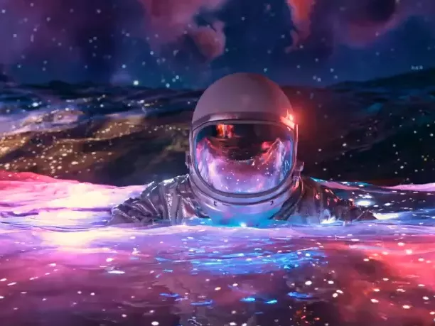 Live wallpaper «Astronaut swimming in space»