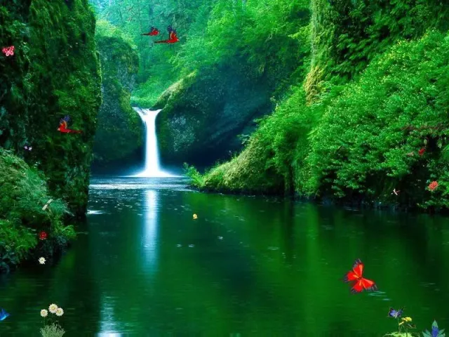 Screensaver «Waterfall landscape» for Windows