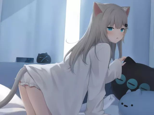 Live wallpaper «Cat girl well very cute cool»