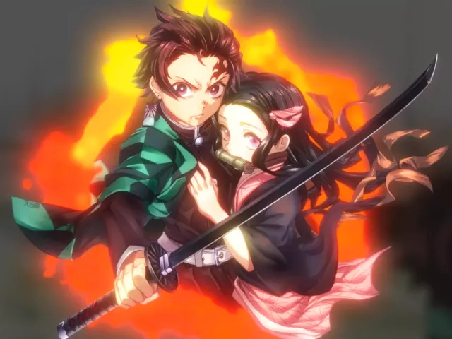 Живые обои «the blade that cleaves demons Tanjiro Kamado and Nezuko Kamado»