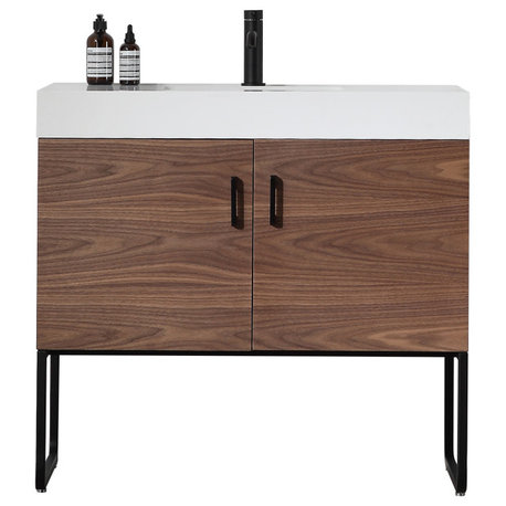 Cartisan Design Veemon Dual Mount Vanity, Walnut, 36"