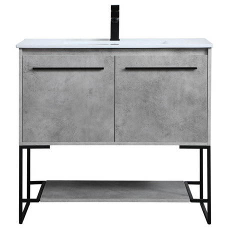 Modern Concrete Grey-Light Bathroom Vanity, Concrete Grey, 36"