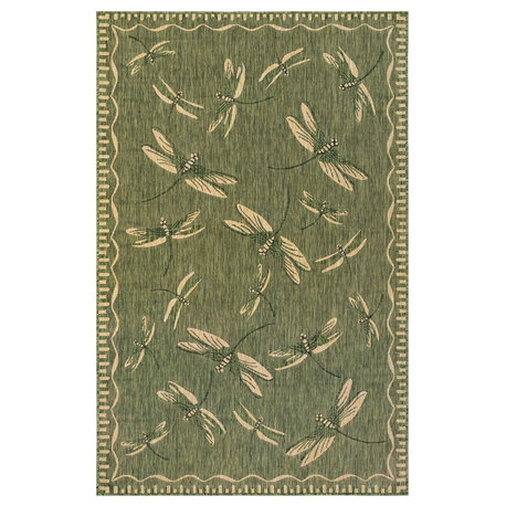 Carmel Dragonfly Indoor/Outdoor Rug, Green, 4'10"x7'6"