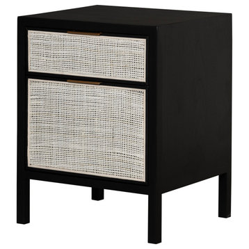 Rattan Filing Cabinet, Black/Beige