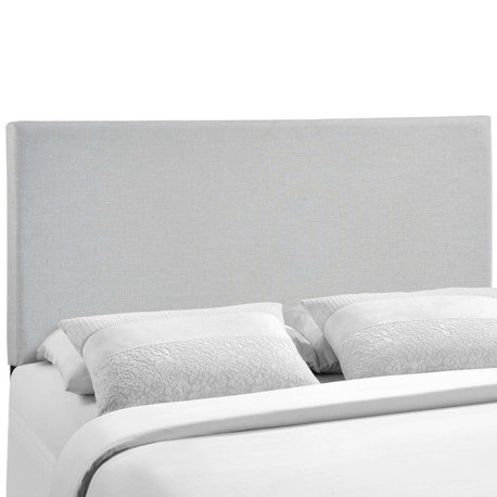 Region Queen Upholstered Fabric Headboard, Sky Gray