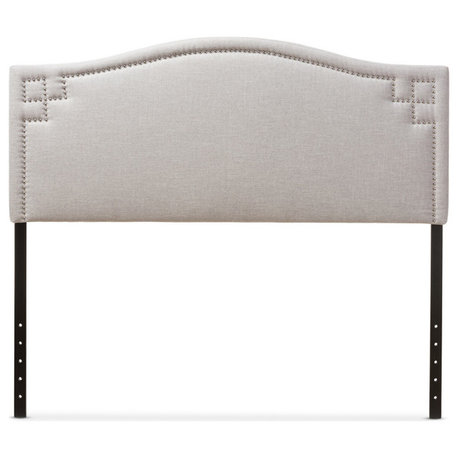 Aubrey Fabric Upholstered Headboard, Grayish Beige, Queen