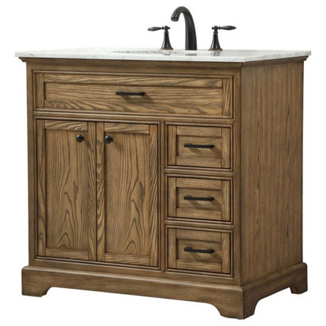 Elegant Decor Americana 36" Aluminum Alloy Single Bathroom Vanity in Driftwood