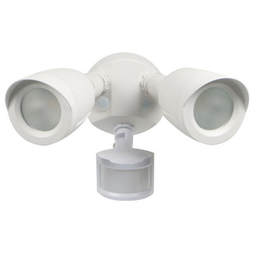 LED Security Light - Dual Head - Motion Sensor Included - White Finish - 3000K