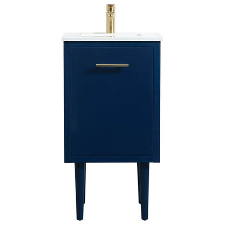 Elegant Decor Cyrus 18" Aluminum MDF Single Bathroom Vanity in Blue