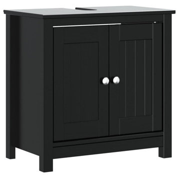 vidaXL Bathroom Sink Cabinet Vanity Cabinet Cupboard BERG Black Solid Wood Pine