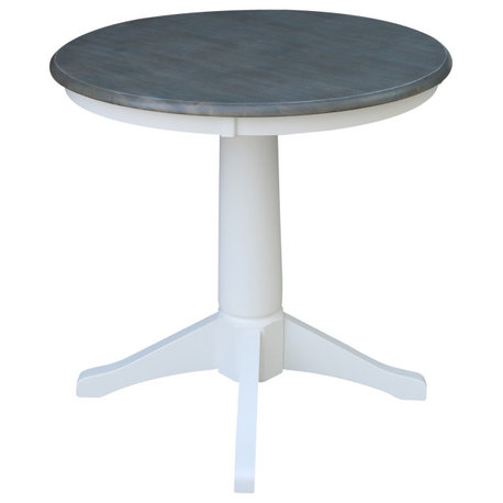 Round Top Pedestal Table, White/Heather Gray, 30" Round