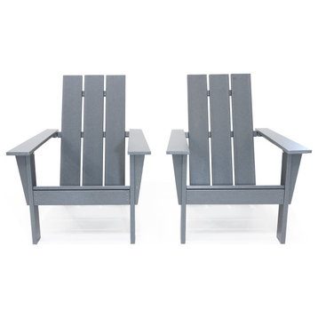 Arcadia Outdoor Patio Adirondack Chair, Gray, Set of 2