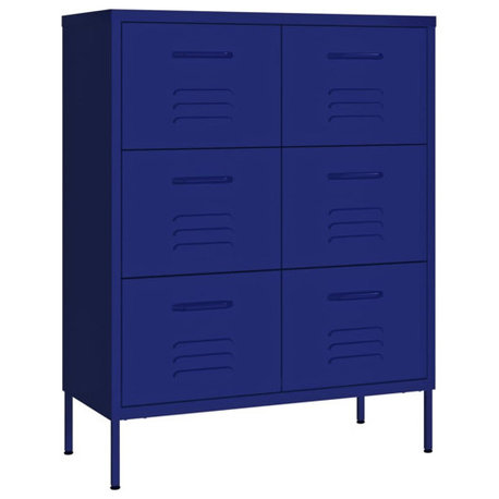 vidaXL Drawer Cabinet Storage File Cabinet for Home Office Navy Blue Steel