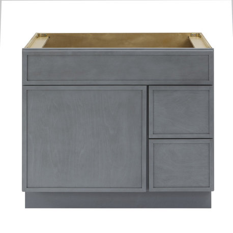 Vanity Art Birch Plywood Single Base Storage Cabinet, Smoky Gray, 36 Inch (Right Side Drawers)