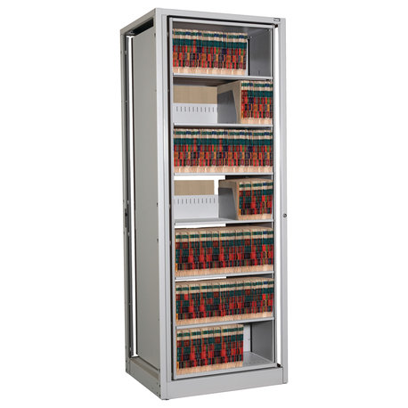 EZ2 Rotary File Shelving, 7 High, Letter Depth, Locking Adder, Gray Mist