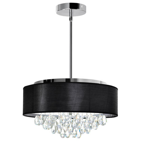 Dash Drum Shade Chandelier, Black, 18 Inches