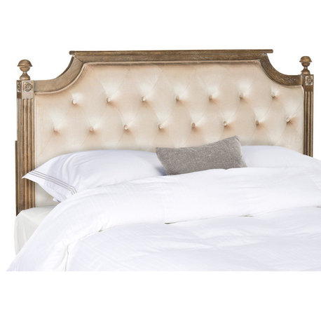 Safavieh Rustic Wood Tufted Headboard, Beige, Queen, Velvet