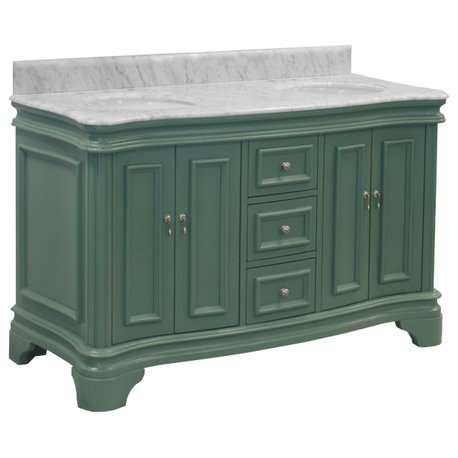 Katherine 60" Bath Vanity, Sage Green, Carrara Marble, Double Vanity