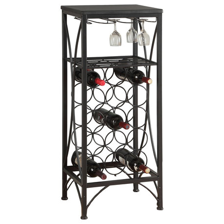 Home Bar Wine Rack Metal Black Black Transitional