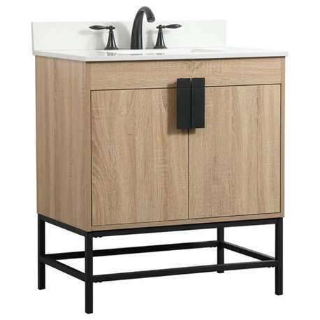 Elegant Decor Eugene 30" Single Bathroom Vanity with Backsplash in Mango Wood