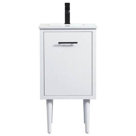 Elegant Decor Cyrus 18" Aluminum MDF Single Bathroom Vanity in White