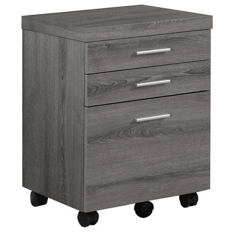 Filing Cabinet - 3 Drawer / Dark Taupe On Castors