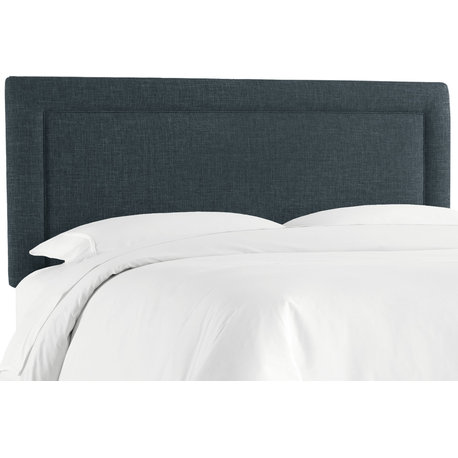 Ana Queen Upholsterd Border Headboard, Zuma Navy