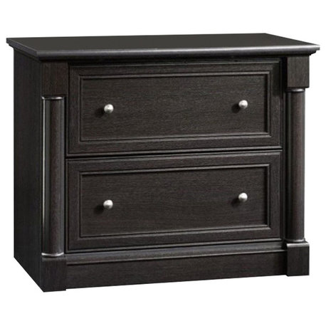 Bowery Hill 2 Drawers Lateral Black Engineered Wood Filing Cabinet Easy Assembly