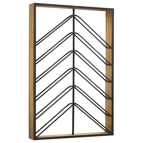 Wood and Metal Wall Mounted Wine Rack, 36.25" x 24.25"