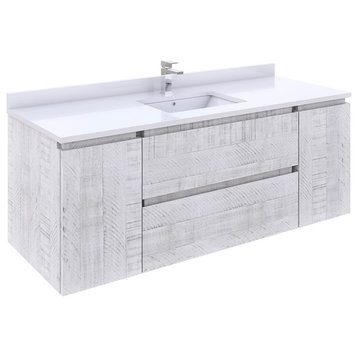 Fresca Formosa Wall Hung Bathroom Vanity, Rustic White, 53", Single, Cabinet Only